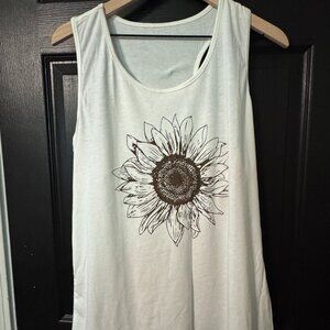 NWOT Womens Cotton Daisy Tank White Brown